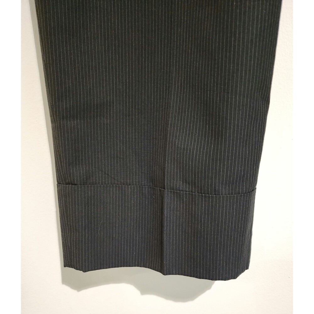 Ann Taylor LOFT Womens Marisa Cotton Striped Cropped Pants Black Cuffed Size 8 - Picture 3 of 9